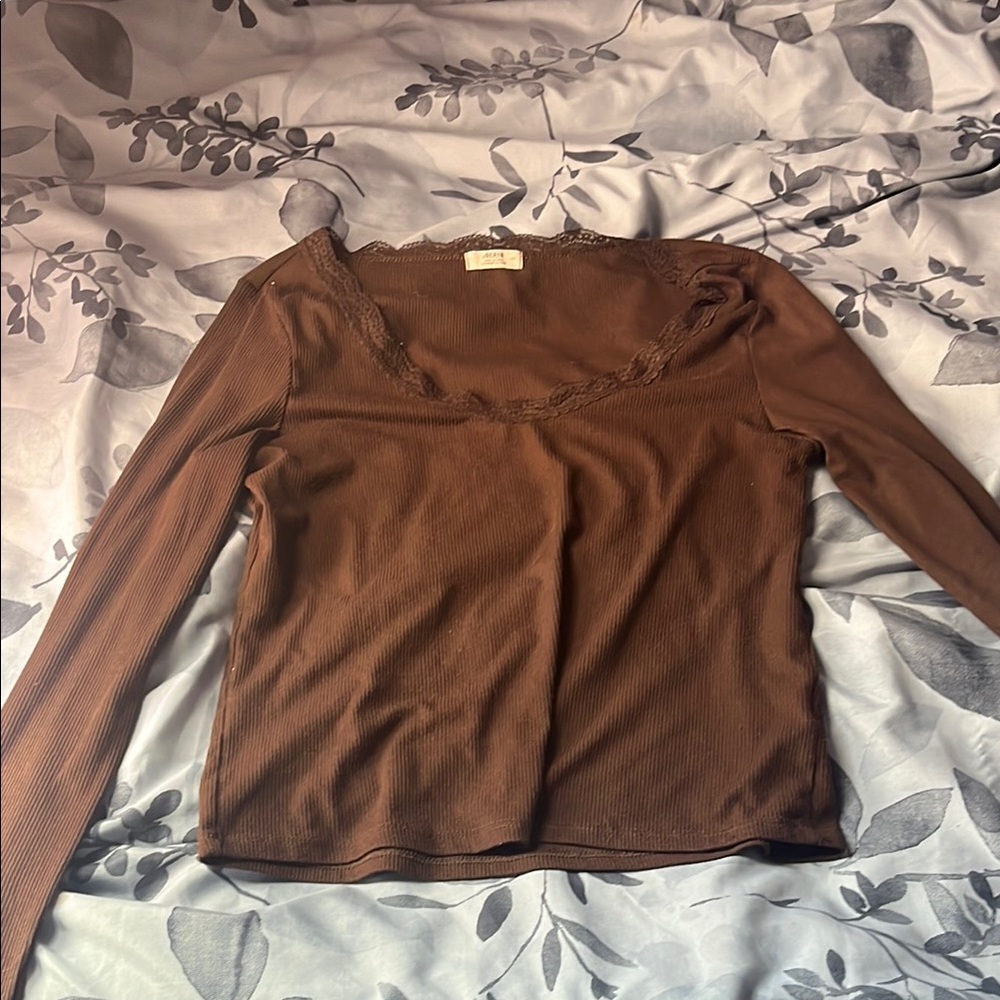 Ardene Chocolate Long Sleeve Blouse